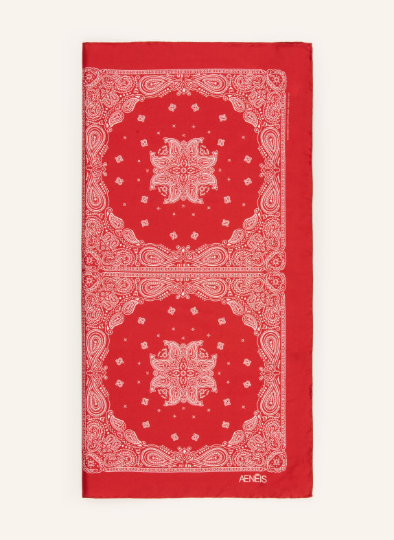 AENEIS Chusta jedwabna CZERWONY / BIAŁY