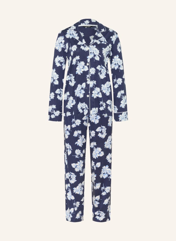 LAUREN RALPH LAUREN Schlafanzug DUNKELBLAU / HELLBLAU / WEISS