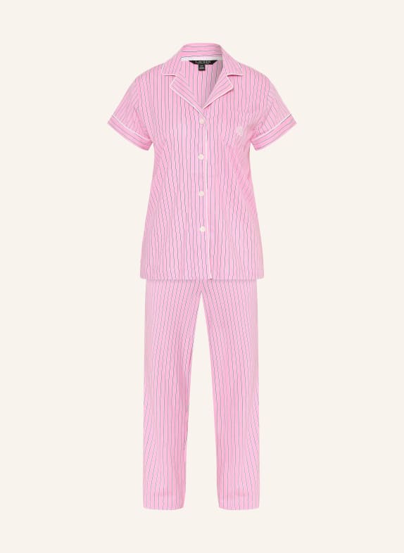 LAUREN RALPH LAUREN Schlafanzug PINK / WEISS