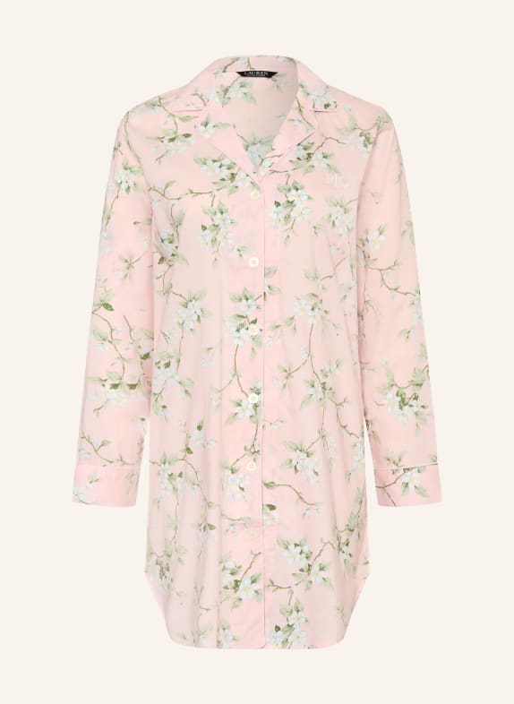 LAUREN RALPH LAUREN noční košile SVĚTLE RŮŽOVÁ / SVĚTLE ZELENÁ / BÍLÁ