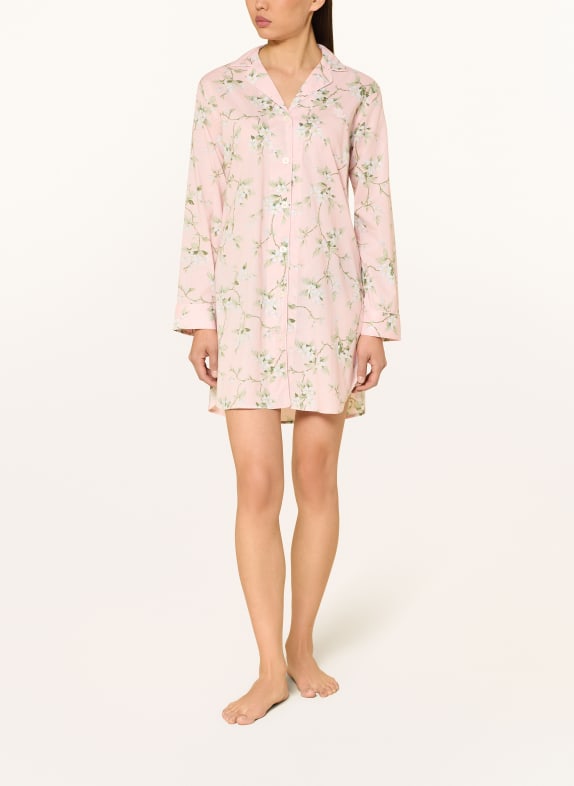 LAUREN RALPH LAUREN nachtjapon ROSE CLAIR / LICHTGROEN / WIT