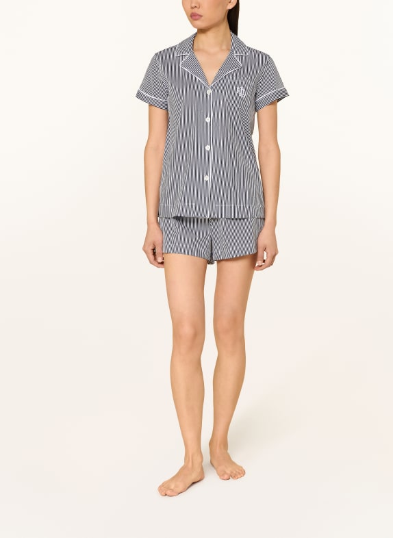 LAUREN RALPH LAUREN Shorty-pyjama DONKERBLAUW / WIT