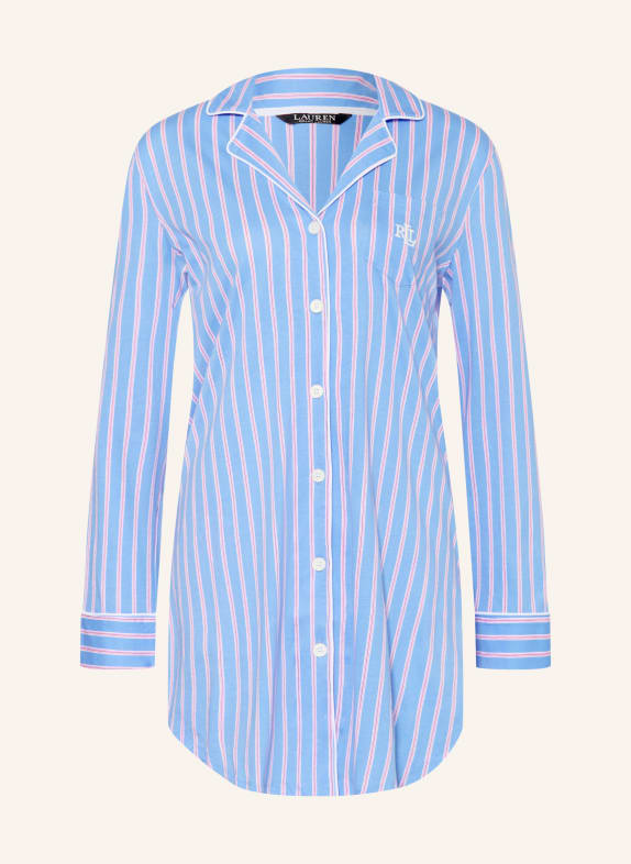 LAUREN RALPH LAUREN noční košile TMAVĚ MODRÁ / RŮŽOVÁ / BÍLÁ