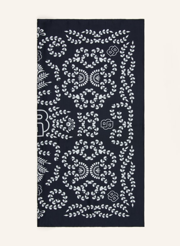 BOSS Jedwabna chusta VINCENCY GRANATOWY / BIAŁY