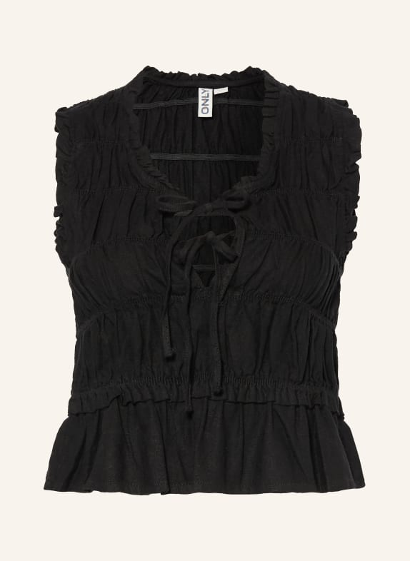 ONLY Blusentop mit Leinen SCHWARZ