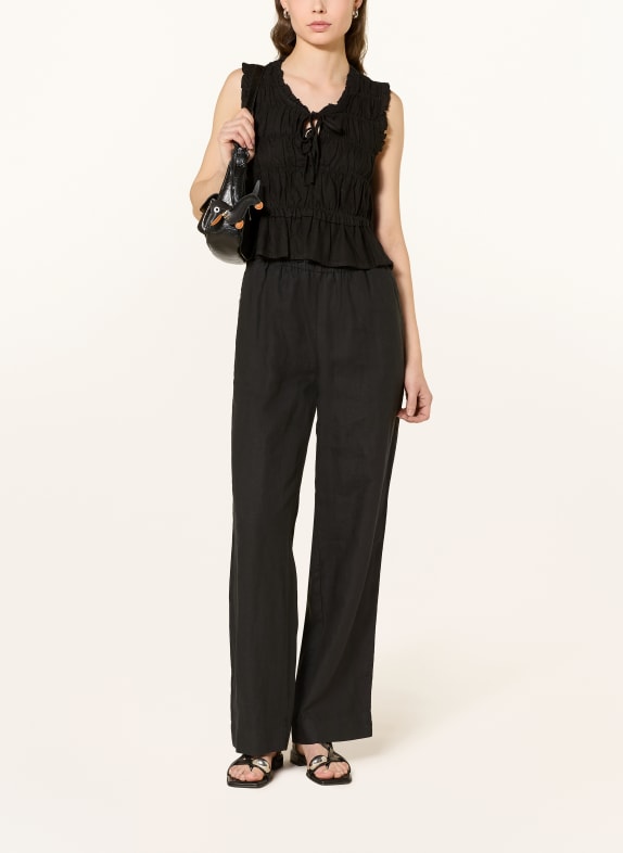 ONLY Blouse met linnen ZWART