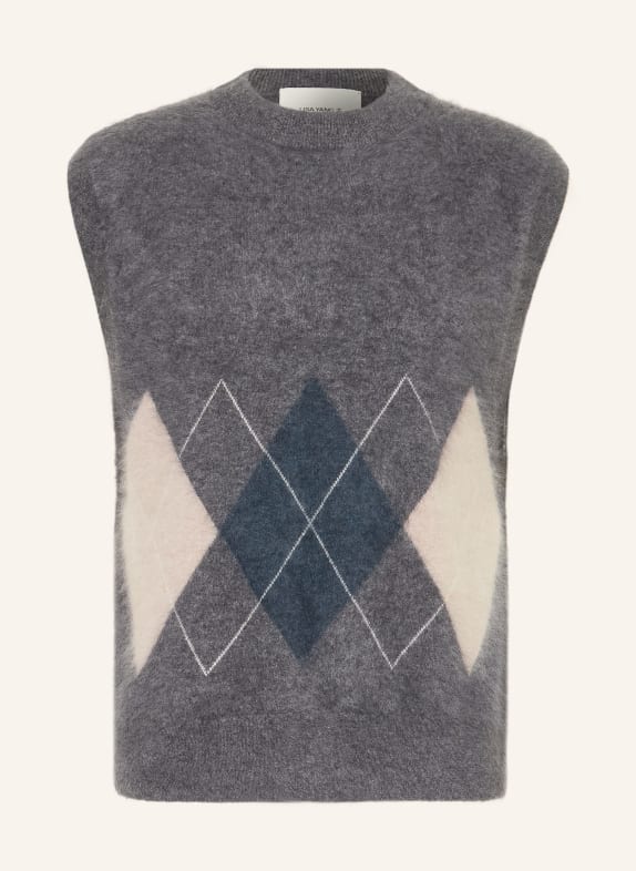 LISA YANG Kasjmier vest DENNIS DONKERGRIJS / CRÈME / DONKERBLAUW