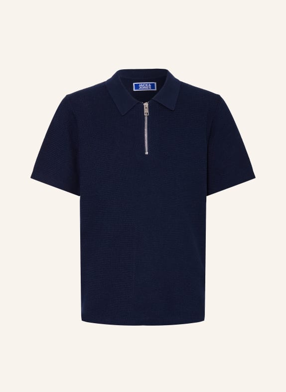 JACK&JONES Strick-Poloshirt BLAU