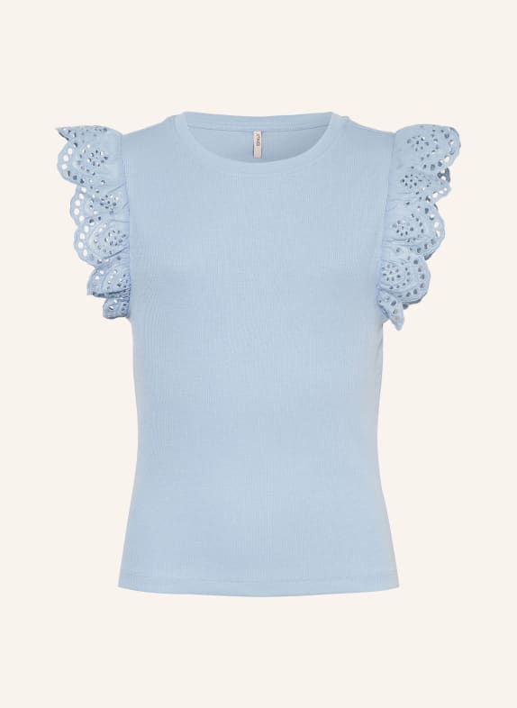 ONLY Top avec dentelle ajourée BLEU CLAIR
