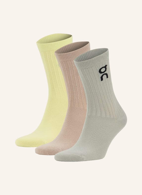 On 3er-Pack Sportsocken HIGH HELLGELB / TAUPE / HELLGRÜN