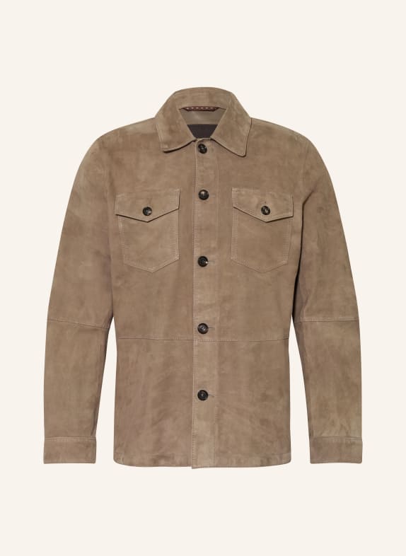 windsor. Leren overjas OLEANO KAKI