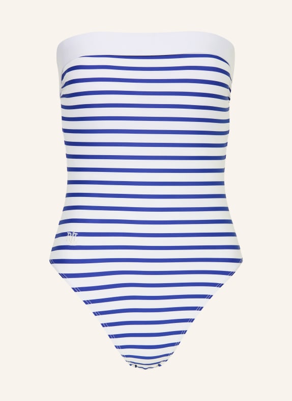 LAUREN RALPH LAUREN Bandeau-Badeanzug SEASIDE STRIPE BLAU / WEISS