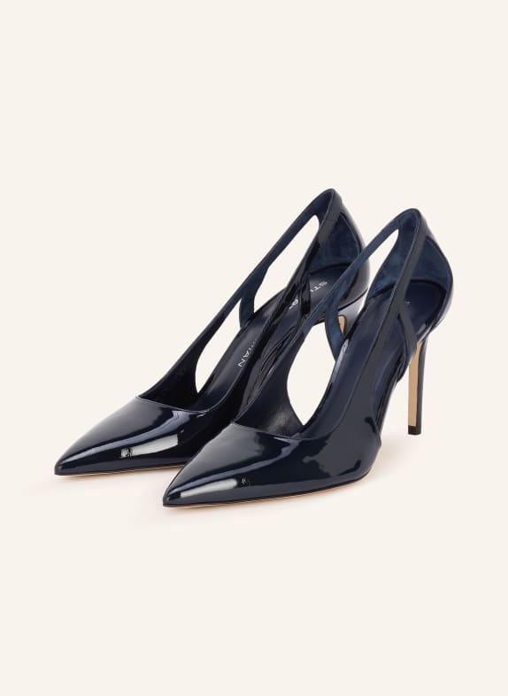 STUART WEITZMAN Lakierowane czółenka STUART POWER CUTOUT GRANATOWY