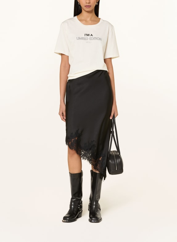 LIU JO T-shirt met sierstenen WIT / ZWART