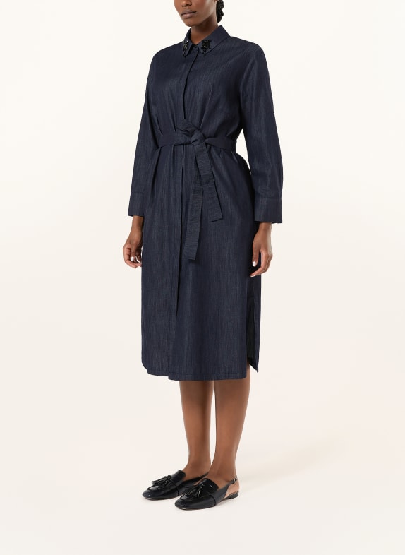 MARINA RINALDI Hemdblusenkleid RIGA in Jeansoptik mit Schmuckperlen DUNKELBLAU