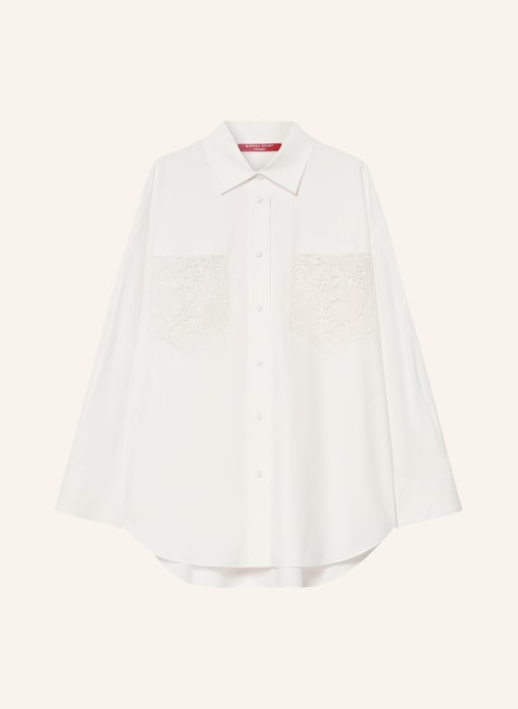 MARINA RINALDI Chemisier avec dentelle et pierres précieuses BLANC