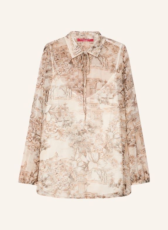 MARINA RINALDI Blusenshirt mit Schmucksteinbesatz HELLBRAUN / BEIGE / GRAU