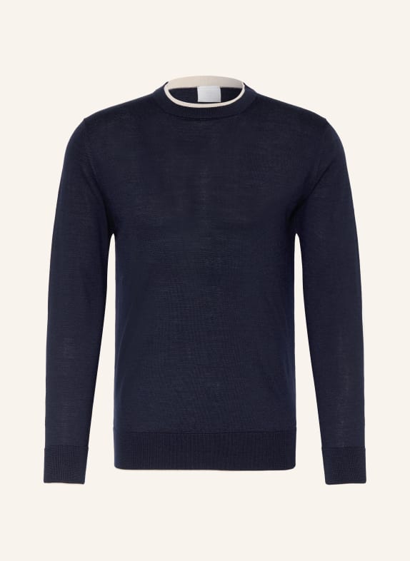 eleventy Pullover mit Seide DUNKELBLAU / CREME