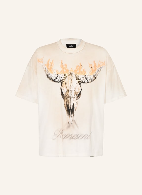 REPRESENT T-Shirt mit Nieten BEIGE / ORANGE / SCHWARZ