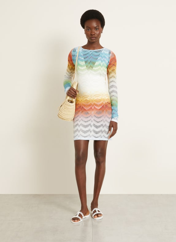 MISSONI Strandkleid mit Glitzergarn HELLBLAU / ORANGE / WEISS