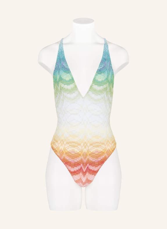 MISSONI Badpak met glittergaren GROEN / ORANJE / WIT