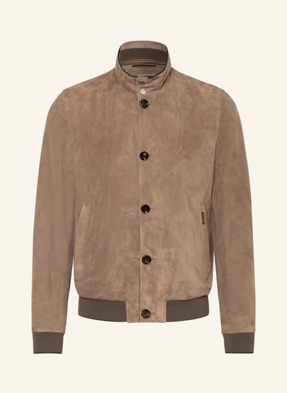 MOORER Skórzana kurtka BERNIE z odpinanym kołnierzem SZAROBRĄZOWY / CIEMNOBRĄZOWY