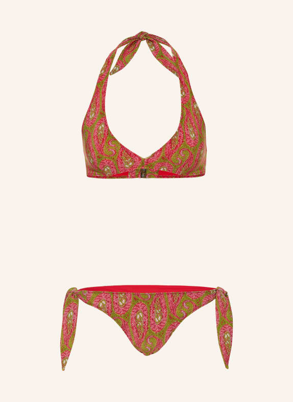 ETRO Bikini met halternek ROZE / LICHTGROEN / WIT