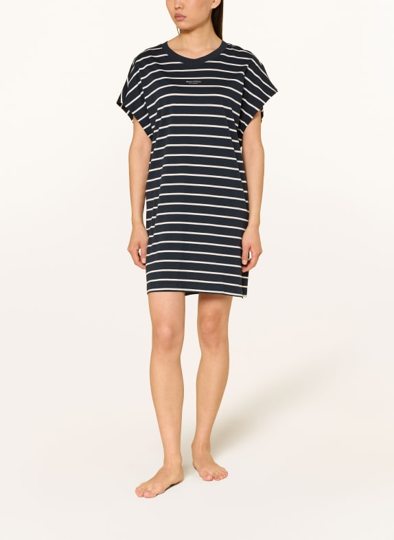 Marc O'Polo nachtjapon DONKERBLAUW / WIT