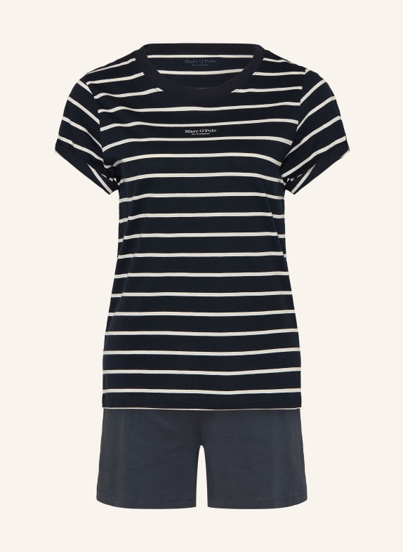 Marc O'Polo Shorty-Schlafanzug DUNKELBLAU / WEISS