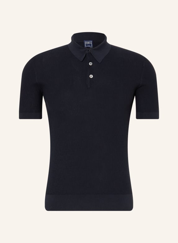 FEDELI Gebreid poloshirt DONKERBLAUW