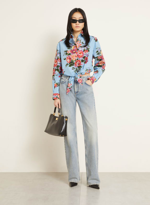 DOLCE & GABBANA overhemdblouse LICHTBLAUW / ROZE / ROOD