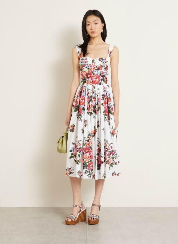 DOLCE & GABBANA Kleid WEISS / ROT / DUNKELGRÜN