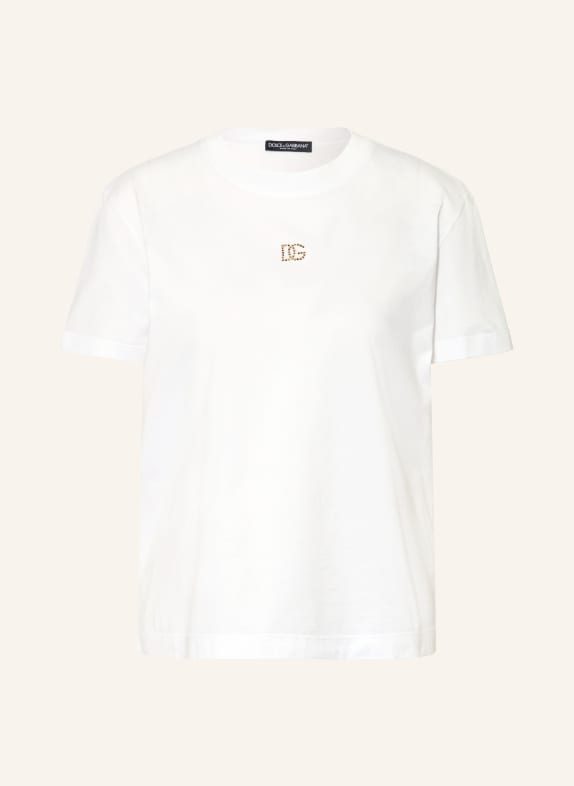 DOLCE & GABBANA T-shirt avec pierres précieuses BLANC