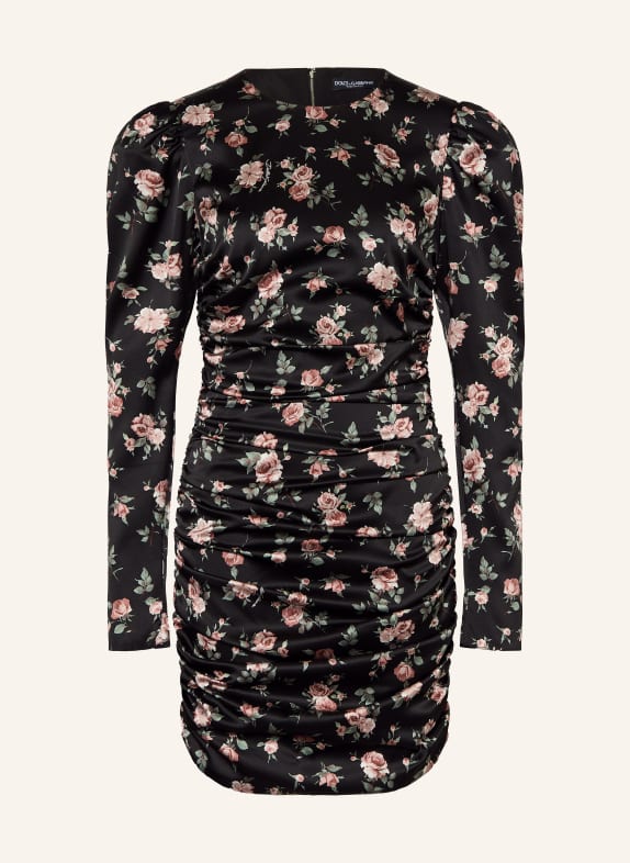 DOLCE & GABBANA Kleid SCHWARZ / ALTROSA / GRÜN