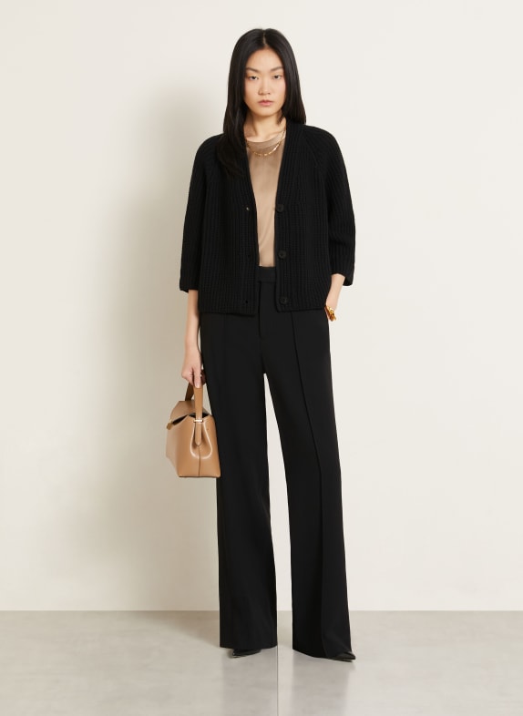 IRIS von ARNIM FALLOU vest van kasjmier met 3/4-mouwen ZWART