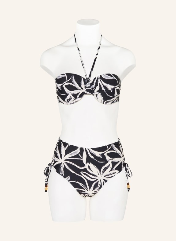Marc O'Polo Bikinibroekje met hoge taille en sierparels ZWART / WIT