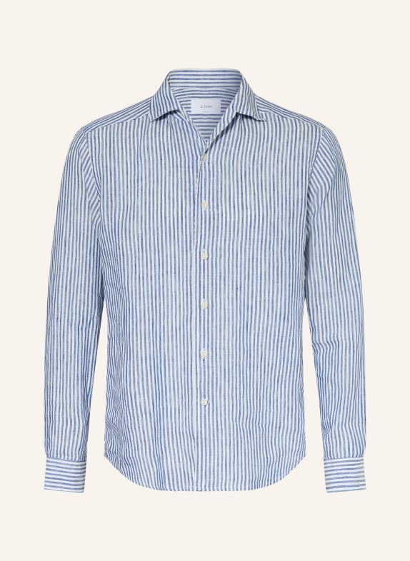 ETON Chemise en lin coupe classique BLEU FONCÉ / BLANC