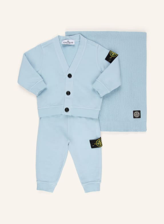 STONE ISLAND JUNIOR Zestaw: bluza, spodnie i szalik JASNONIEBIESKI