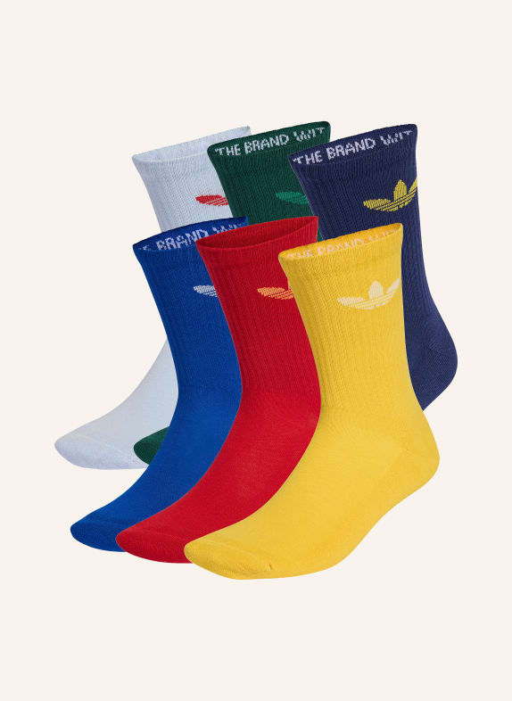 adidas Originals Lot de 6 paires de chaussettes CREW JAUNE / ROUGE / BLEU CLAIR