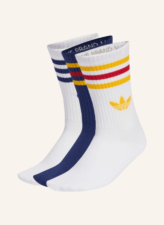 adidas Originals Set van 3 sokken 3 STREPEN CREW WIT / GEEL / DONKERBLAUW