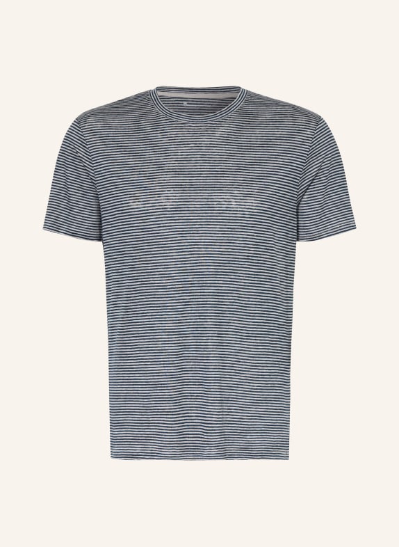 KnowledgeCotton Apparel Linnen T-shirt DONKERBLAUW / GRIJS