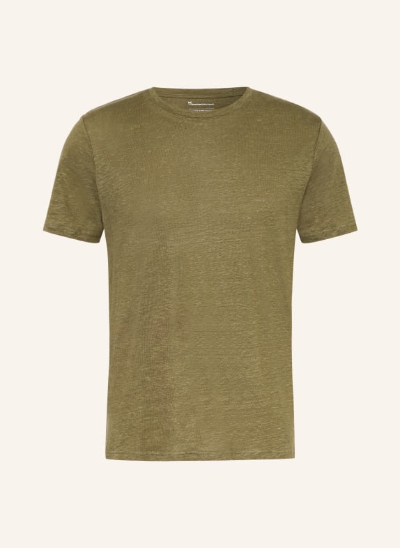 KnowledgeCotton Apparel Linen T-shirt OLIVE