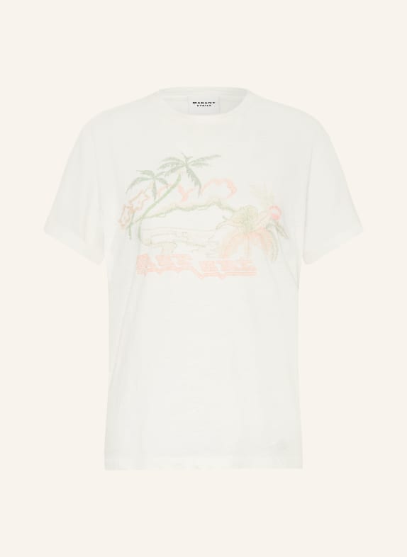 MARANT ÉTOILE T-shirt ZEWEL CRÈME / LICHTROOD / LICHTGROEN