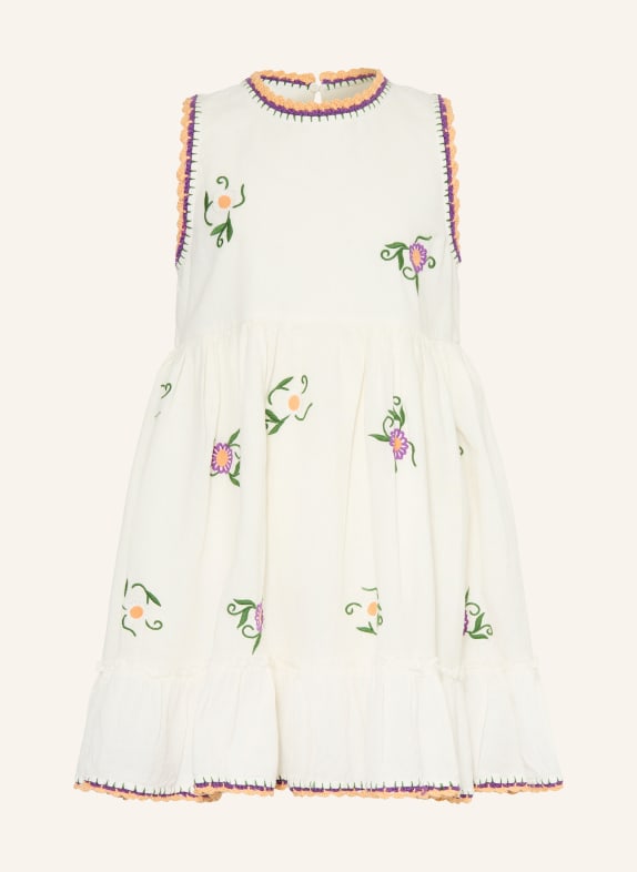 STELLA McCARTNEY KIDS Kleid mit Stickereien ECRU / LILA / GRÜN