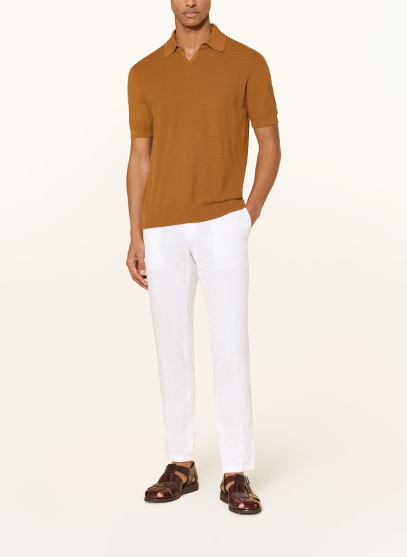 BOGLIOLI Gebreid poloshirt DONKERORANJE