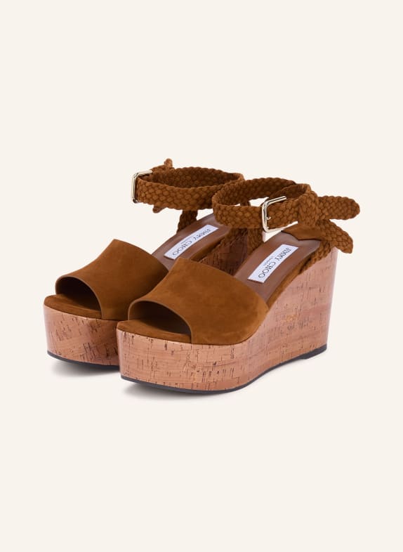 JIMMY CHOO Plateau wedges JORI 100 COGNAC