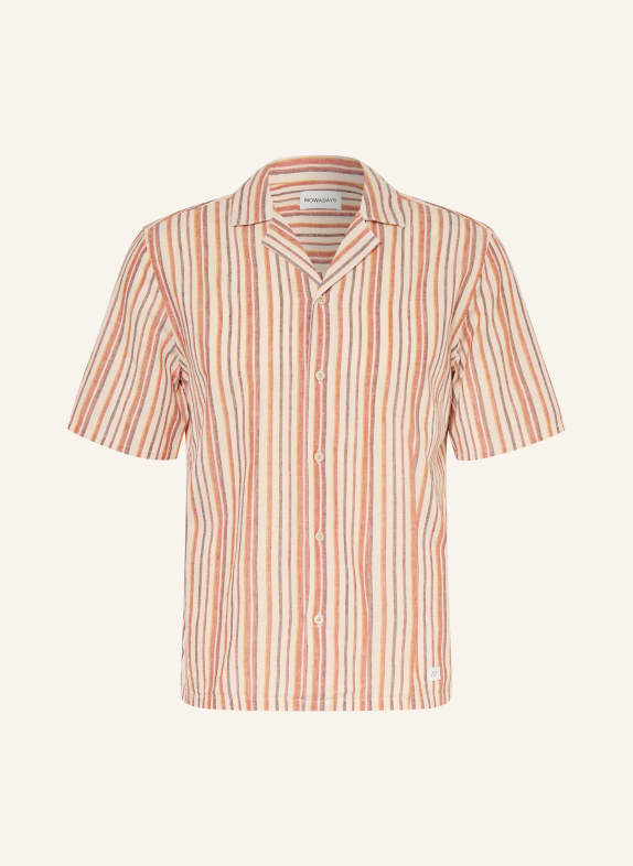 NOWADAYS Short-Sleeve Shirt, Regular Fit BEIGE / DARK RED / BLACK