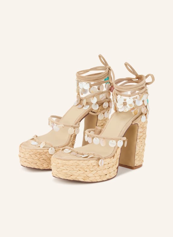 NAKED WOLFE Plateau-Sandaletten FANTASTIC mit Schmucksteinen BEIGE