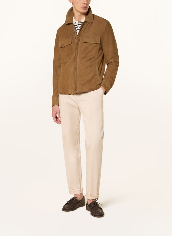 PAUL & SHARK Leder-Overjacket BRAUN