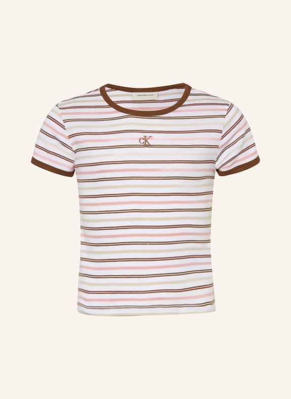 Calvin Klein YARNDYE T-shirt CREAM / BROWN / PINK